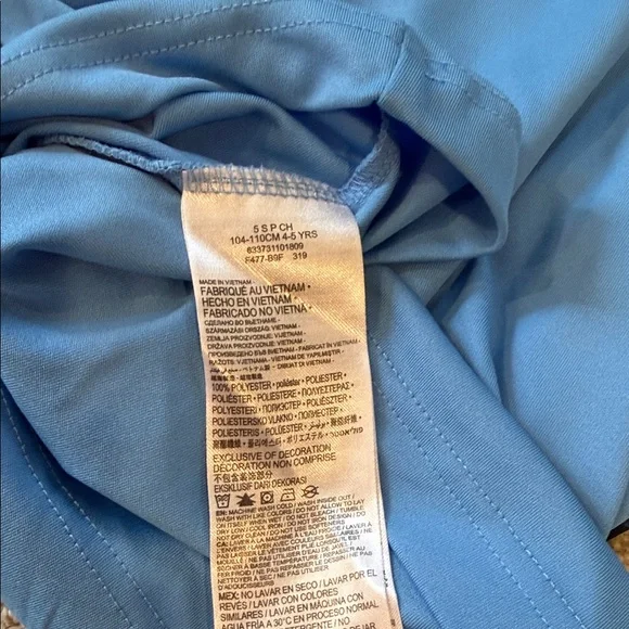 Nike Light Blue Long-Sleeve 'True To My Game' Dri fit tee w/ Navy & Red, size 5 - Picture 4 of 4